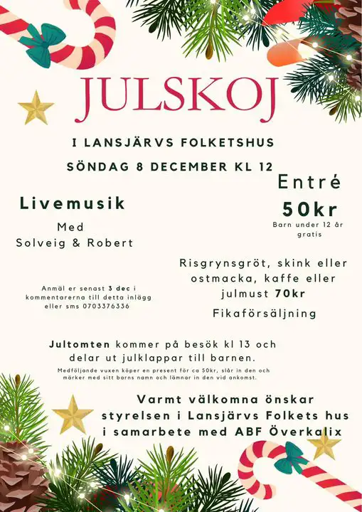 Affisch om julskoj i Lansjärvs folkets hus