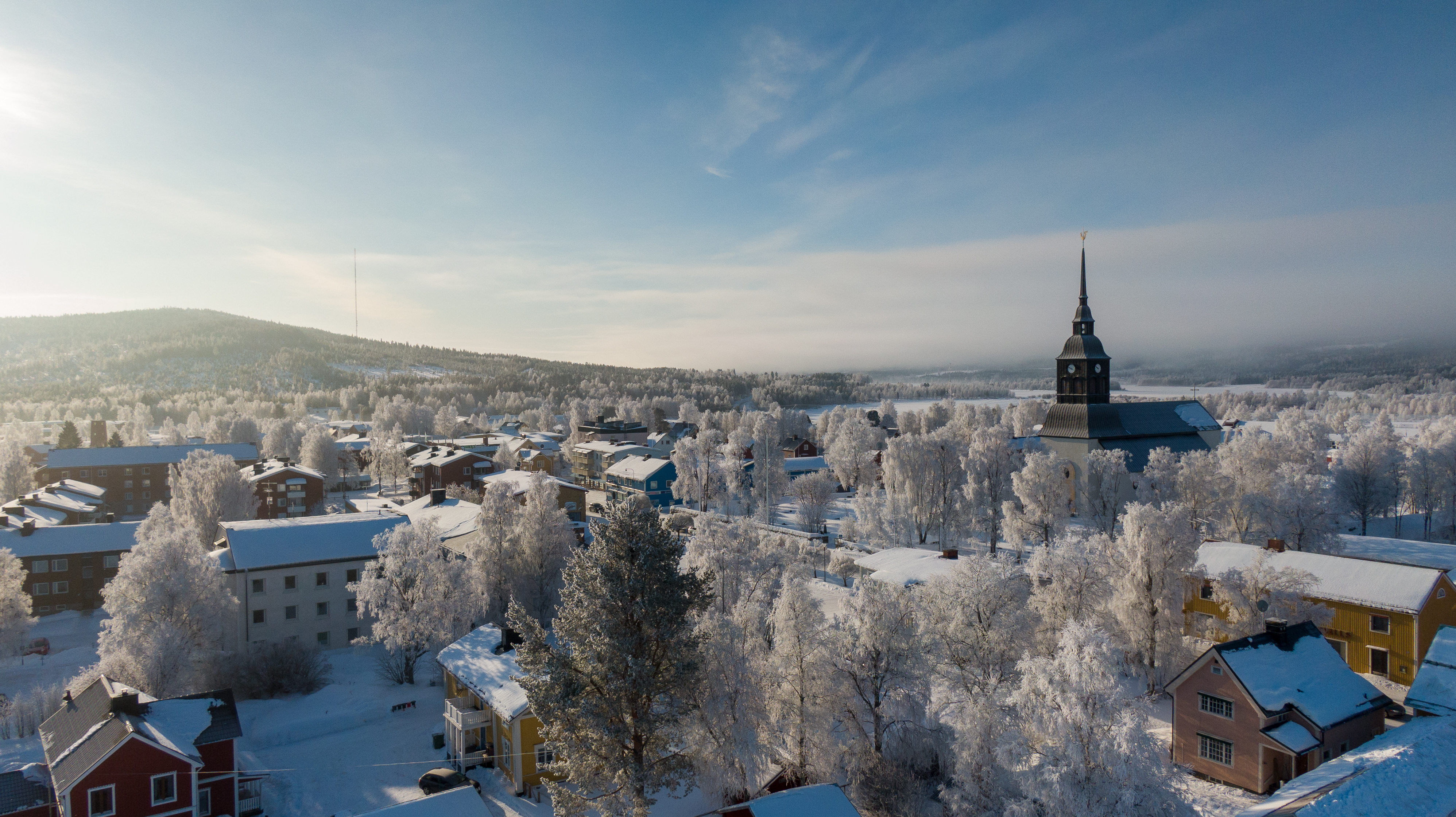 Vinterbild av Överkalix centralort