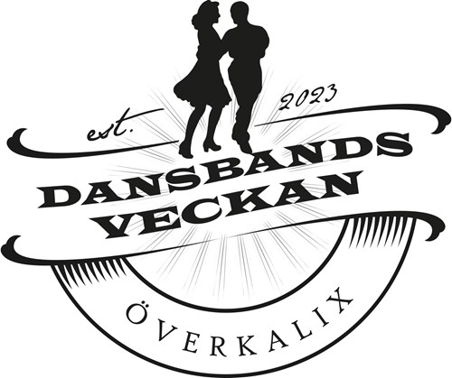 bilden visar svart logotyp för dansbandsveckan i Överkalix mot vit bakgrund