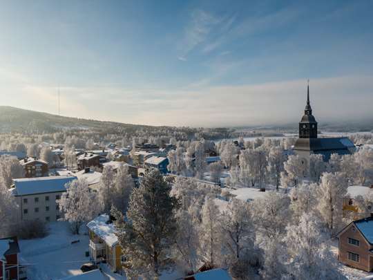 Vinterbild av centrala Överkalix