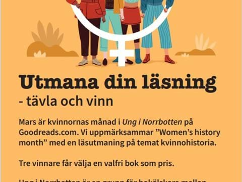 Bilden visar en affisch med texten Utmana din läsning tävla och vinn. 