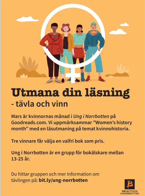 Bilden visar en affisch med texten Utmana din läsning tävla och vinn.