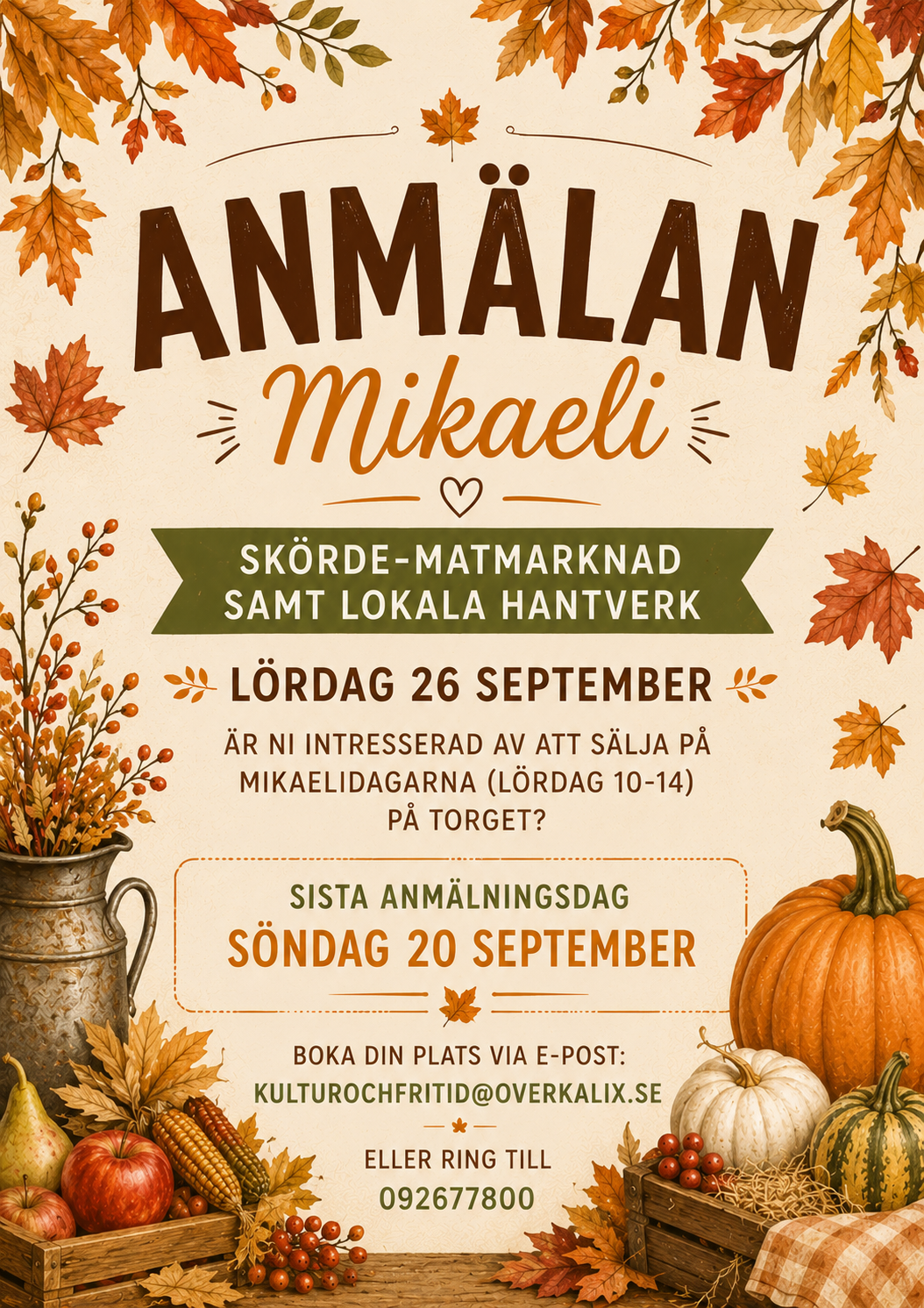 Anmäl dig till Mikaeli skörde- och matmarknad samt lokala hantverk: image