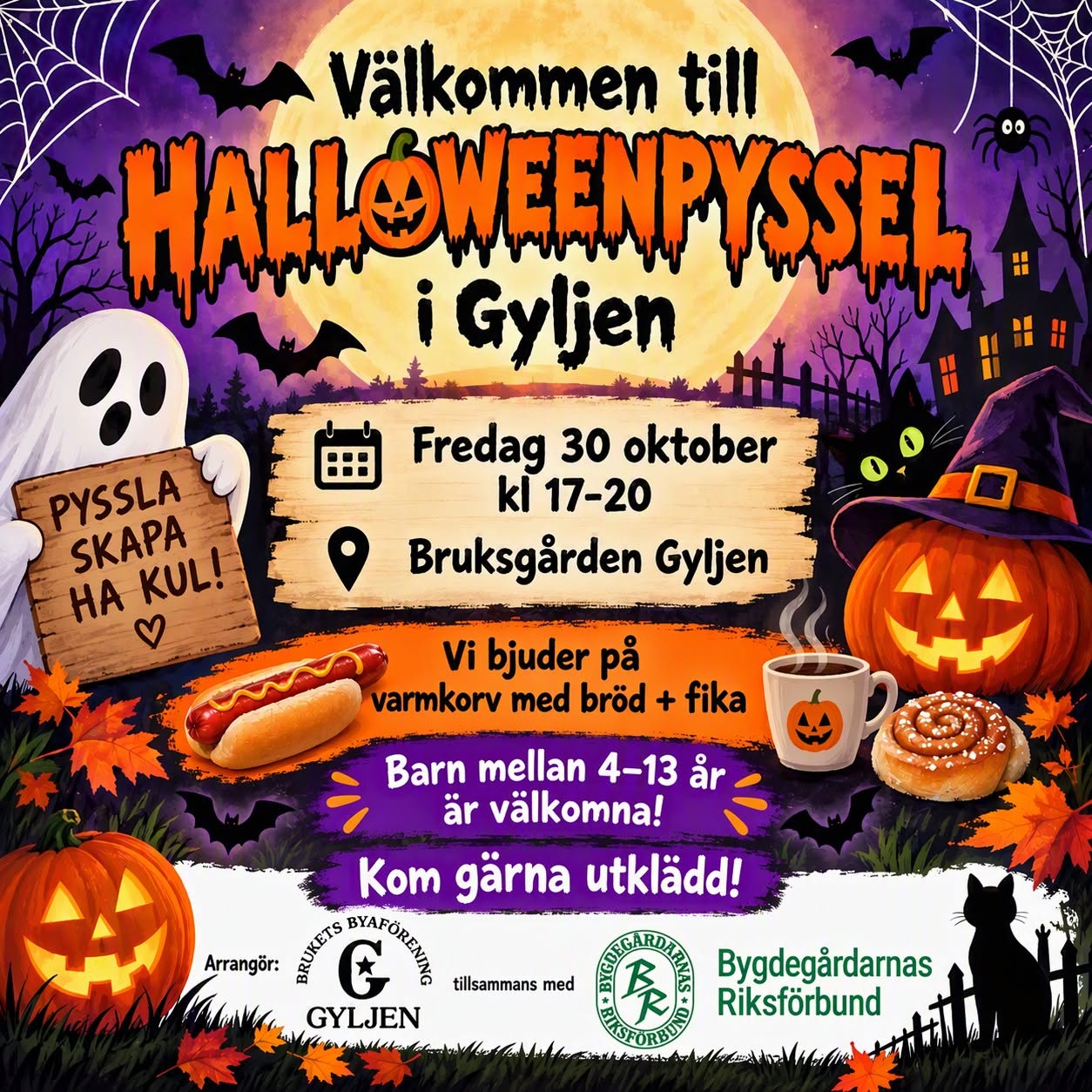 affisch halloweenpyssel i Gyljen
