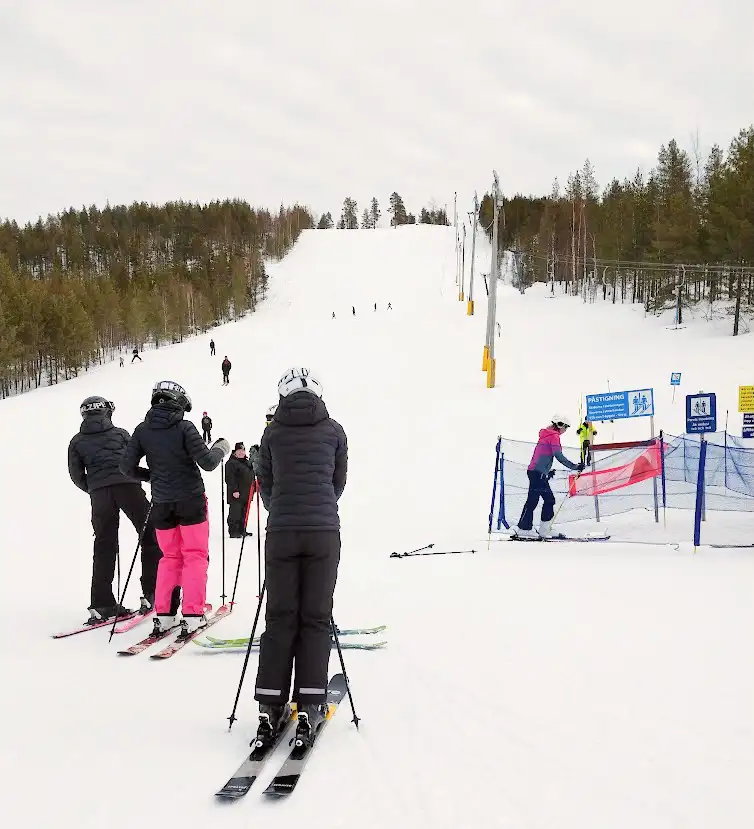 Skidbacke med snö